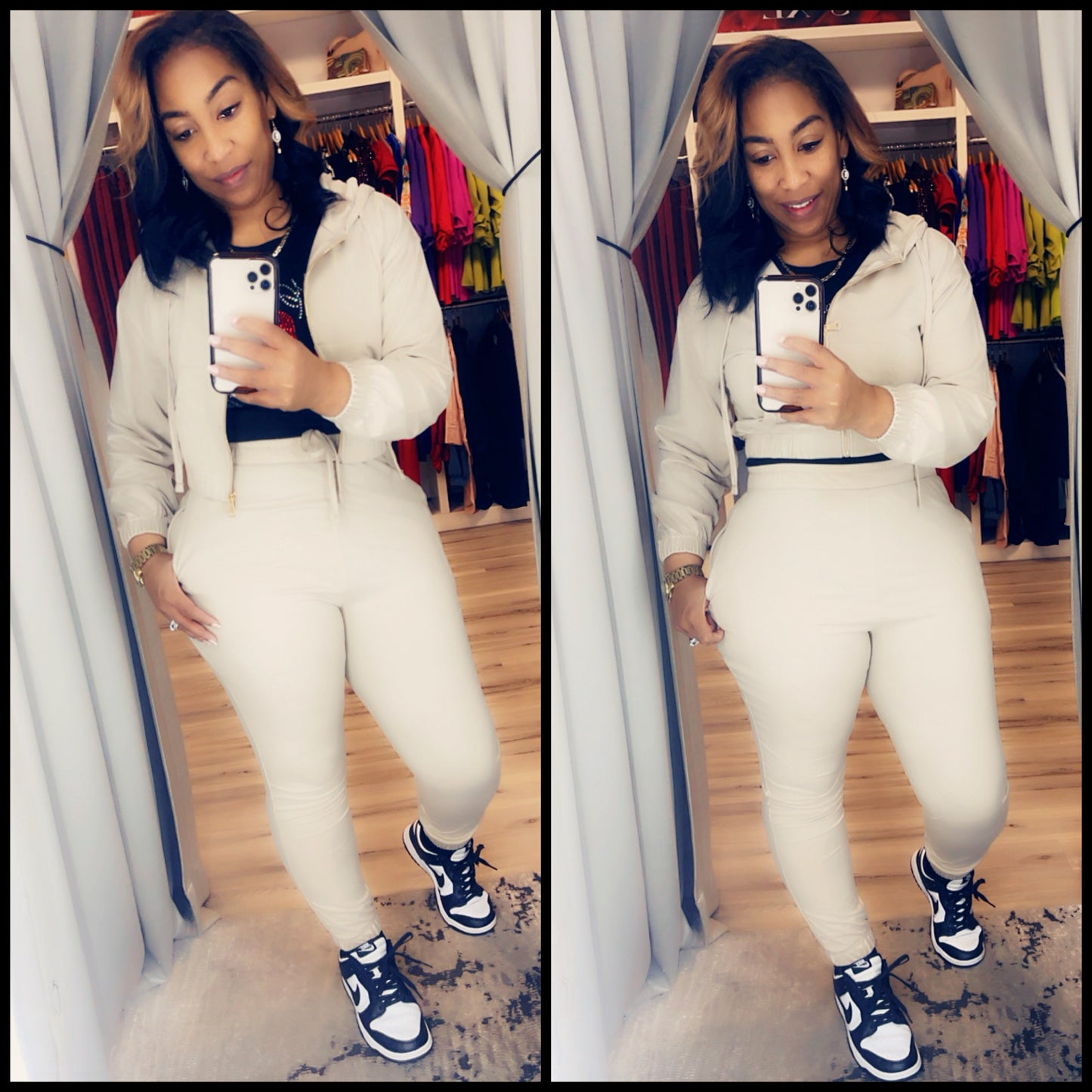Tan Cropped Top Jogger Set