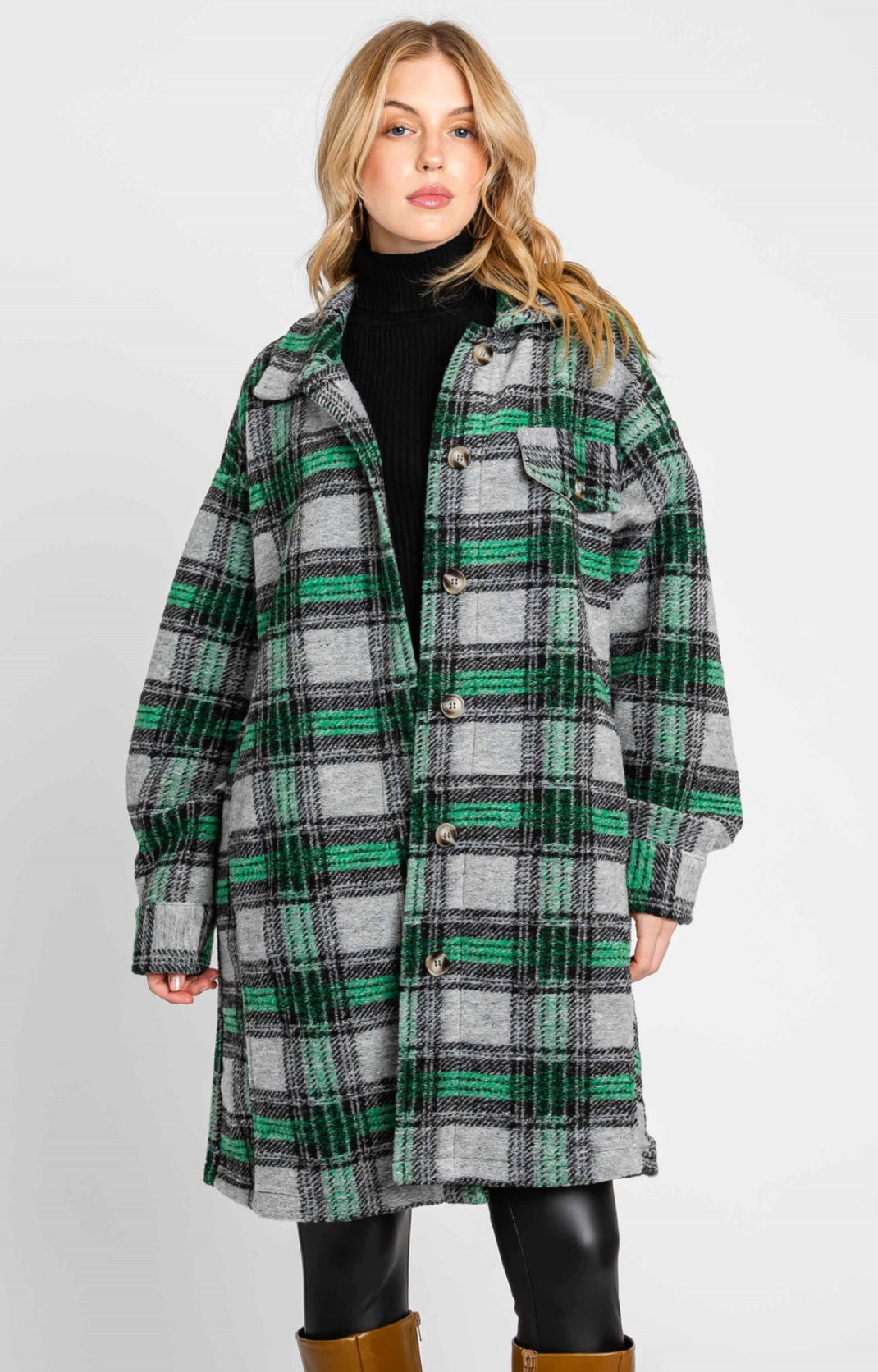 Plaid Button Down Shacket