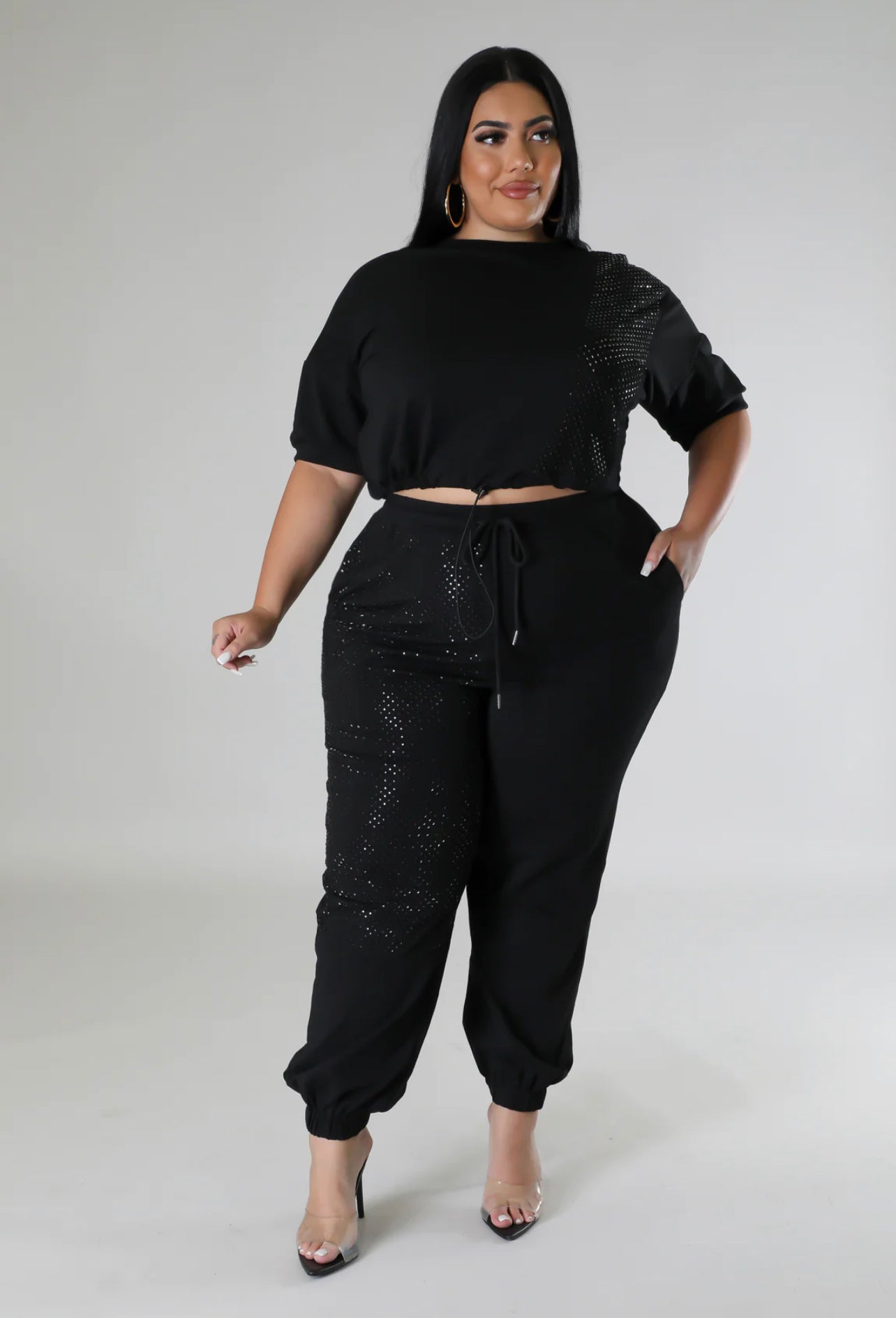 Rhinestone Jogger Set