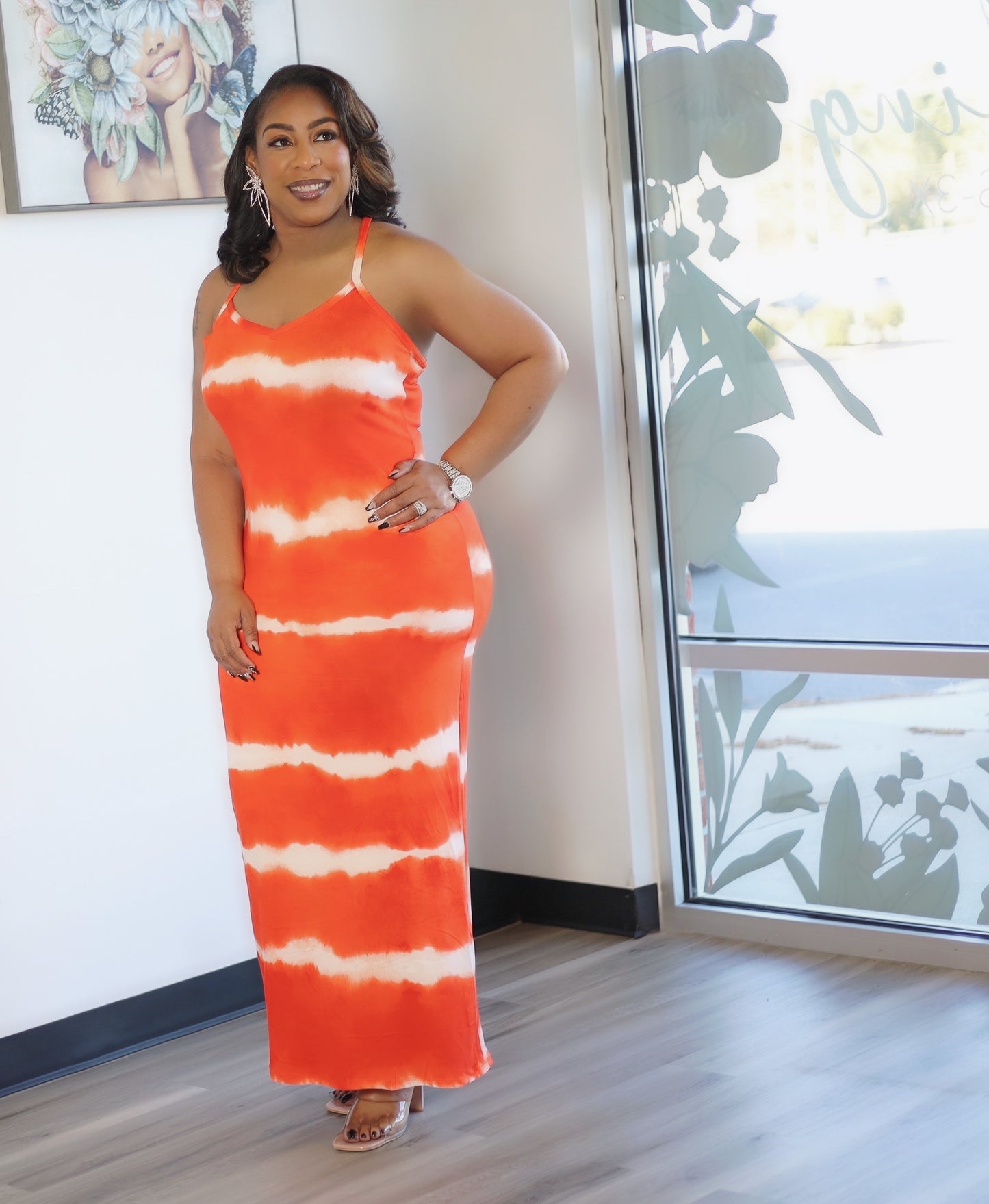 Stripe Tie Dye Maxi Dress