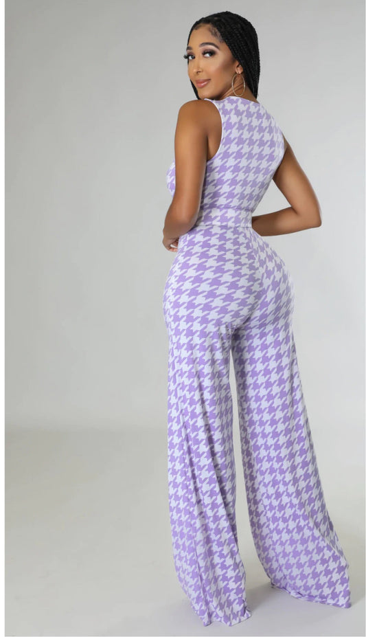 No Limits Houndstooth Lavender Jumpsuit