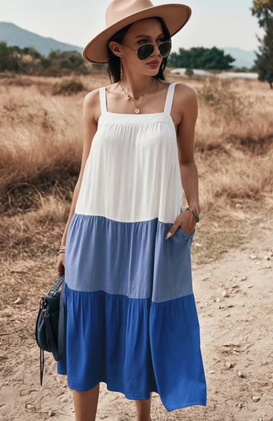 Color Block Ruffle Dress