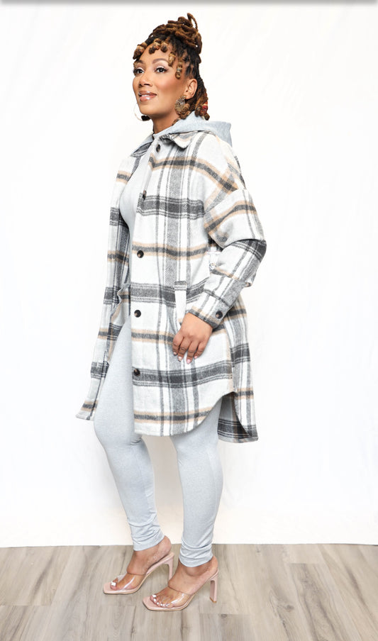 Hoodie Plaid Shacket