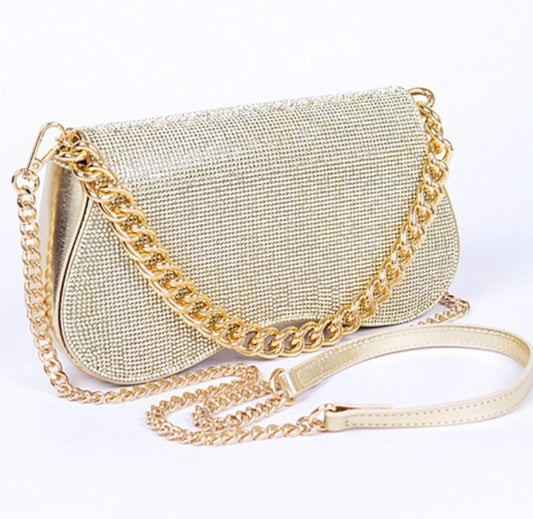 Rhinestone Top Handle Sparkly Clutch